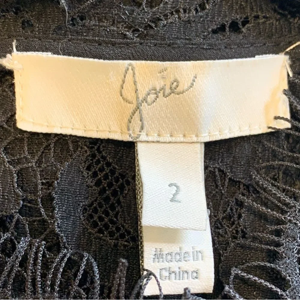 Joie Riya Black Lace Cocktail Dress Size 2